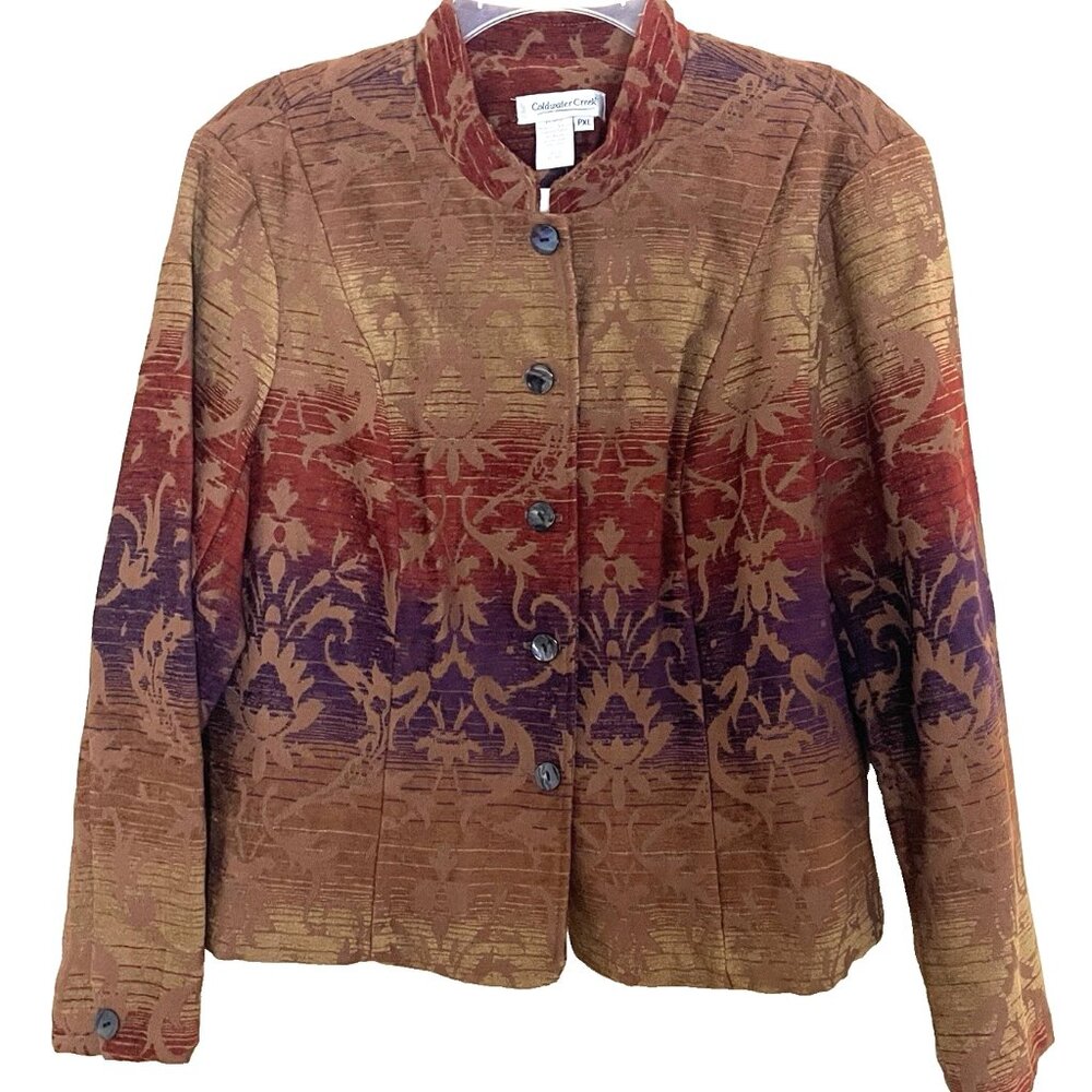 Coldwater Creek Ombre Chenille Jacket PXL Art to Wear Artsy Mandarin Collar NWT